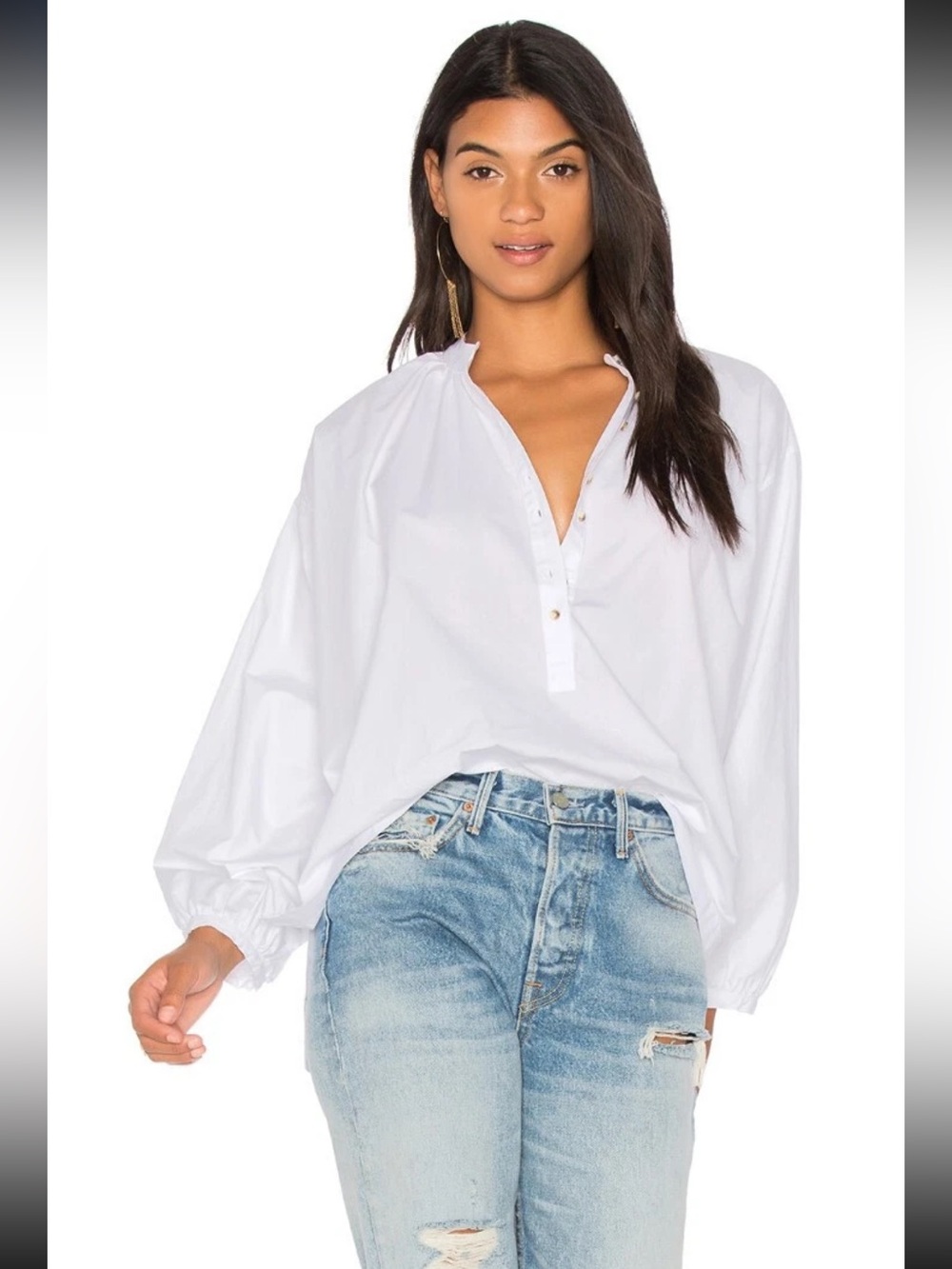 Free People | Hey Baby Hi White Oversized Button Up